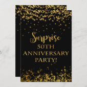 Gold Sparkle Stars Text 50 Jahre Einladung (Vorne/Hinten)
