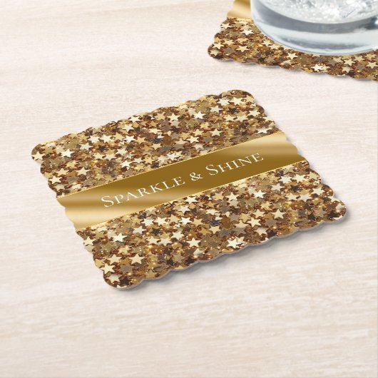 Gold Sparkle Stars Untersetzer (angewinkelt)