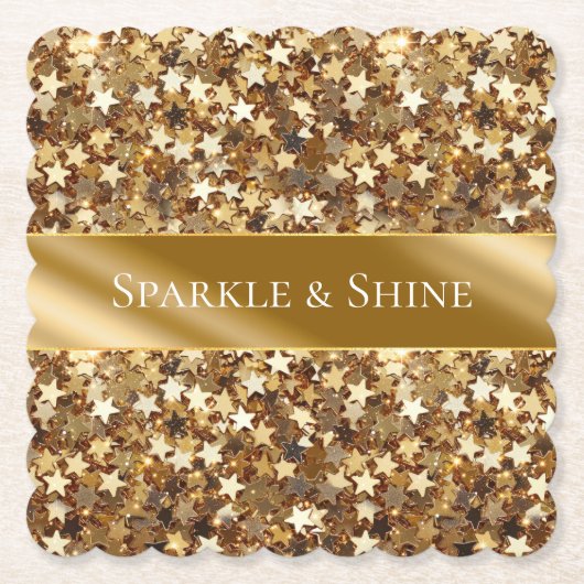 Gold Sparkle Stars Untersetzer (Vorderseite)