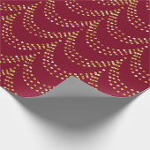 Gold Sparkle Swag Strip auf Burgundy Red Geschenkpapier (Ecke)