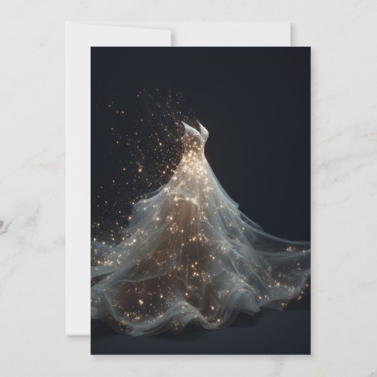 Gold Sparkle Sweet 16 Dress Quinceanera Einladung (Rückseite)