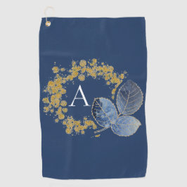 Gold Sparkle und Blue Leaf Monogramm Fügen Sie Ihr Golfhandtuch