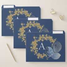 Gold Sparkle und Blue Leaf Monogramm Fügen Sie Ihr
