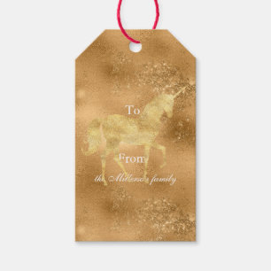 Gold Sparkle Unicorn Geschenkanhänger