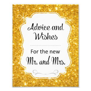 Gold Sparkle Wedding Advice und Wünsche Signierung Fotodruck
