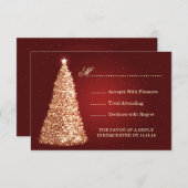Gold Sparkle Wedding RSVP Red (Vorne/Hinten)