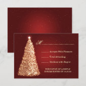 Gold Sparkle Wedding RSVP Red Karte (Vorne/Hinten)