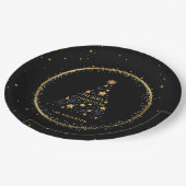 Gold Sparkle Weihnachtsbaum Urlaub Pappteller (Schrägansicht)