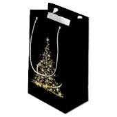 Gold Sparkle Weihnachtsbaum Weihnachtsfeiertag Wei Kleine Geschenktüte (Rückseite Schrägansicht)