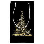 Gold Sparkle Weihnachtsbaum Weihnachtsfeiertag Wei Kleine Geschenktüte (Vorderseite)
