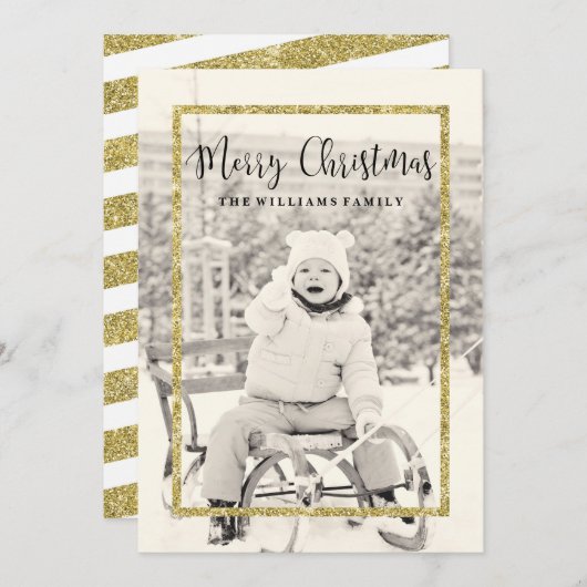Gold Sparkle Weihnachtskarten Feiertagskarte (Vorne/Hinten)