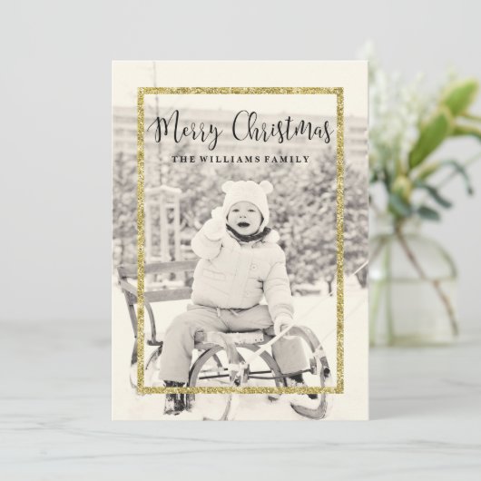 Gold Sparkle Weihnachtskarten Feiertagskarte (Stehend Vorderseite)