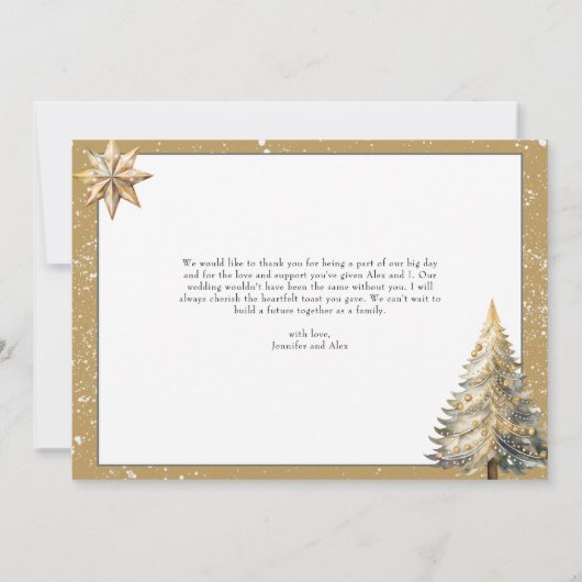 Gold Sparkle Weihnachtszeit Dankeskarte (Rückseite)