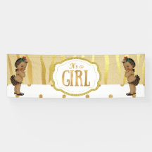 Gold Sparkle Zebra Print Baby Shooting Banner