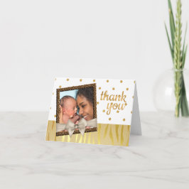 Gold Sparkle Zebra Print Baby Shower Thank You Dankeskarte
