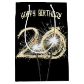 Gold Sparkler für den 20. Geburtstag Mittlere Geschenktüte (Vorderseite)