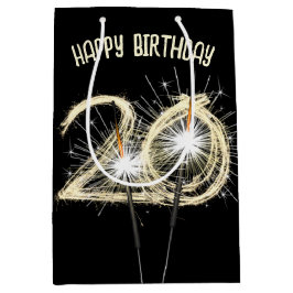 Gold Sparkler für den 20. Geburtstag Mittlere Geschenktüte