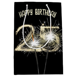 Gold Sparkler für den 25. Geburtstag Mittlere Geschenktüte