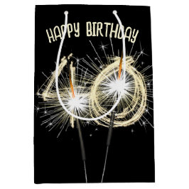 Gold Sparkler für den 40. Geburtstag Mittlere Geschenktüte