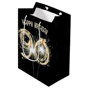 Gold Sparkler für den 90. Geburtstag Mittlere Geschenktüte