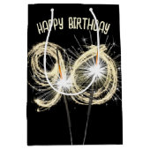 Gold Sparkler für den 90. Geburtstag Mittlere Geschenktüte (Vorderseite)