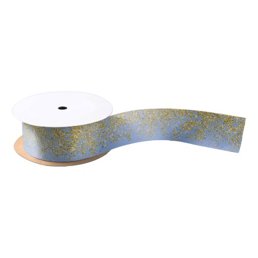 Gold Sparkler Serenity Blue Ribbon Satinband (Spule)