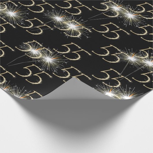 Gold Sparkler zum 55. Geburtstag Geschenkpapier (Ecke)