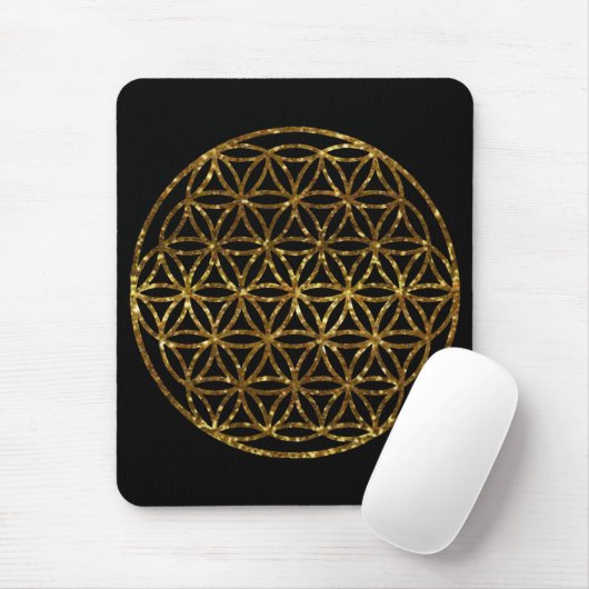 Gold-Sparkling-Blume | Angst Geometrie Mousepad (Mit Mouse)