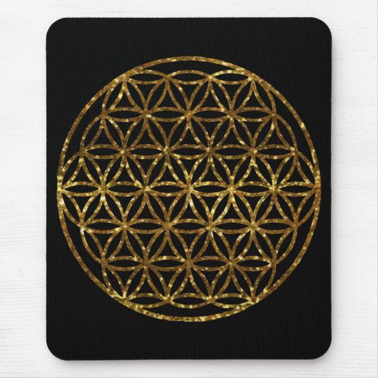 Gold-Sparkling-Blume | Angst Geometrie Mousepad (Vorne)