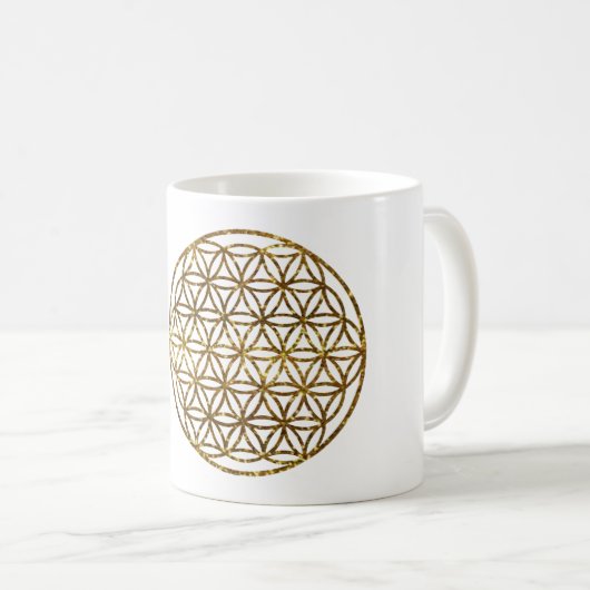 Gold-Sparkling-Blume Kaffeetasse (VorderseiteRechts)