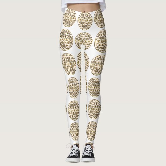 Gold-Sparkling-Blume Leggings (Vorderseite)