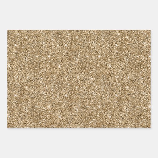 Gold Sparkling Glitzer Geschenkpapier Set (Vorderseite 2)