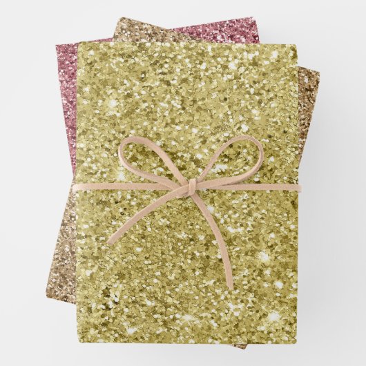 Gold Sparkling Glitzer Geschenkpapier Set (Beispiel)