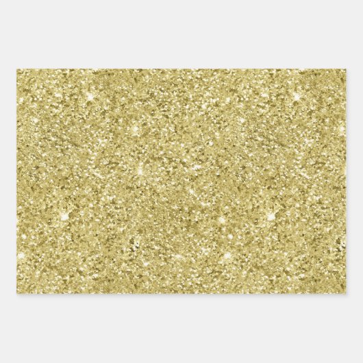 Gold Sparkling Glitzer Geschenkpapier Set (Vorderseite)