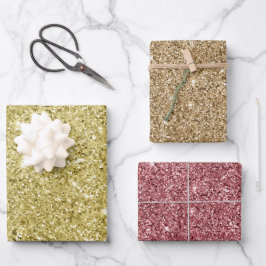 Gold Sparkling Glitzer Geschenkpapier Set