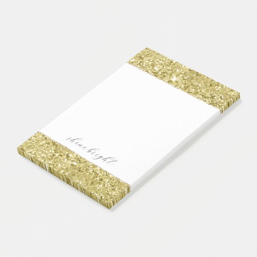 Gold Sparkling Glitzer Post-it Klebezettel (angewinkelt)