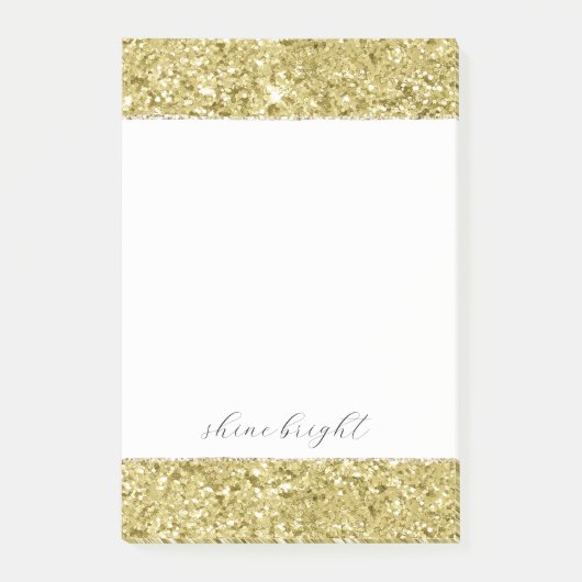 Gold Sparkling Glitzer Post-it Klebezettel (Vorderseite)