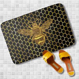 Gold Sparkling Königin Bee Gold Hexagon Biene Badematte