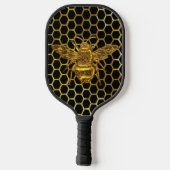 Gold Sparkling Königin Bee Gold Hexagon Biene Pickleball Schläger (Rückseite)