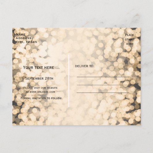 Gold Sparkling Lights SWEET 16 Glam Postkarte (Rückseite)