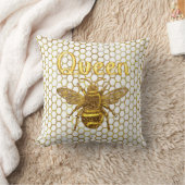 Gold Sparkling Queen Bee Gold Hexagon Beehive Thro Kissen (Decke)