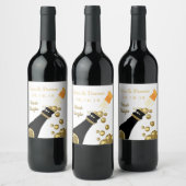 Gold Sparkling Wine Bubbles Hochzeit Weinetikett (Flaschen)