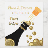 Gold Sparkling Wine Bubbles Hochzeit Weinetikett (Einzelnes Label)
