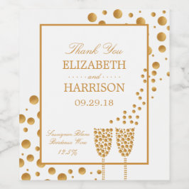 Gold Sparkling Wine Bubbles Hochzeit Weinetikett