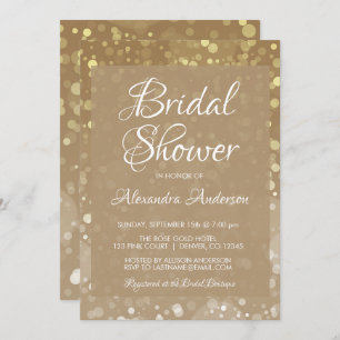 Gold Sparkone Glitzer Lights Brautparty Einladung