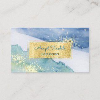Gold Sparkor and Watercolor Business Card Visitenkarte