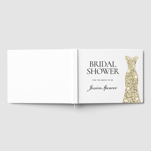 Gold Sparkor Dress Brautparty Gästebuch (Voll)