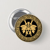 Gold Spartan Warriors Helmet Griechisch Button (Vorne & Hinten)