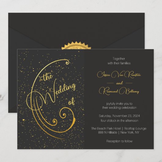 Gold Speckle Wedding Einladung (Vorne/Hinten)