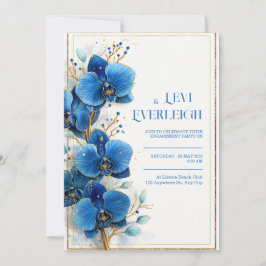 Gold Speckled Cobalt Blue Orchid Wedding Einladung
